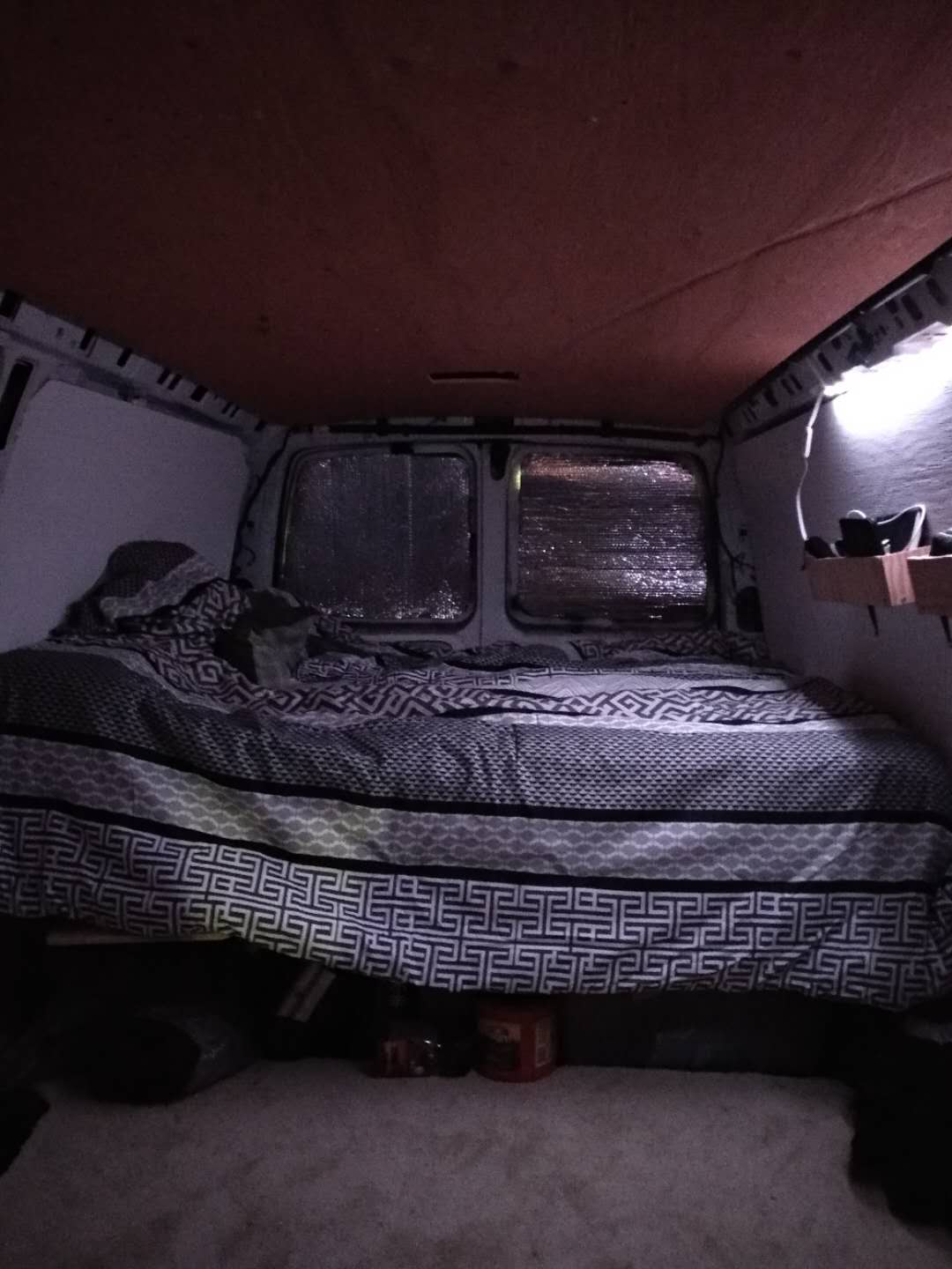 double bed in a van conversion